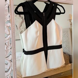 Elegant Black and White Sleeveless Top